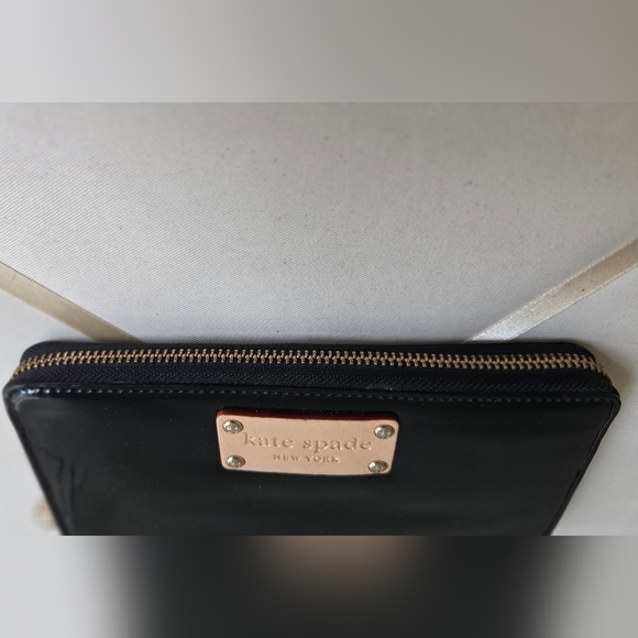 Kate Spade Neda Henry Street Patent Leather Zipper Accordion Wallet Black - Picture 3 of 7
